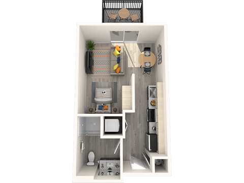 a floor plan of our studio apartments at university gardens